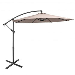 StarWood Rack Home & Garden 10FT Offset Umbrella with 8 Ribs Cantilever and Cross Base Tilt Adjustment-Brown